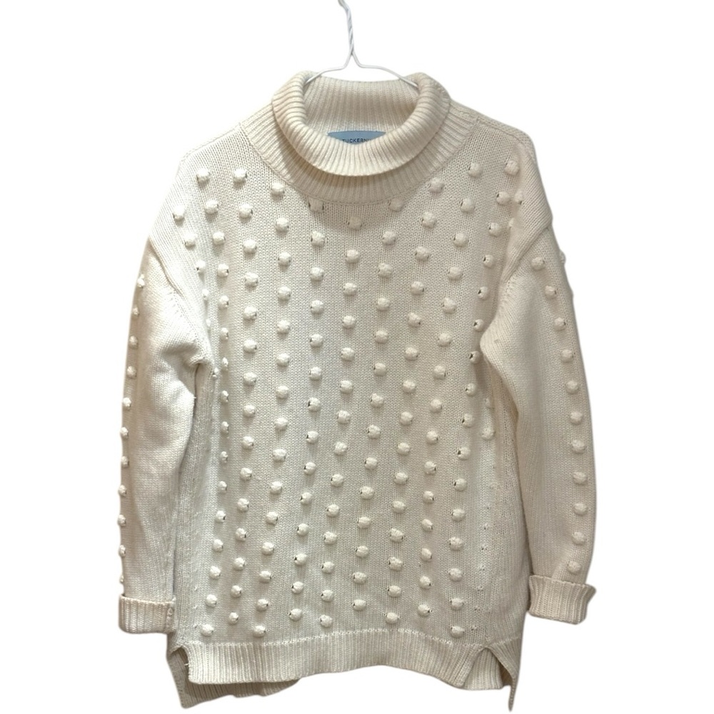 Tuckernuck Cream Cashmere Blend Knit Sweater with Pom Pom Design - Picture 2 of 3